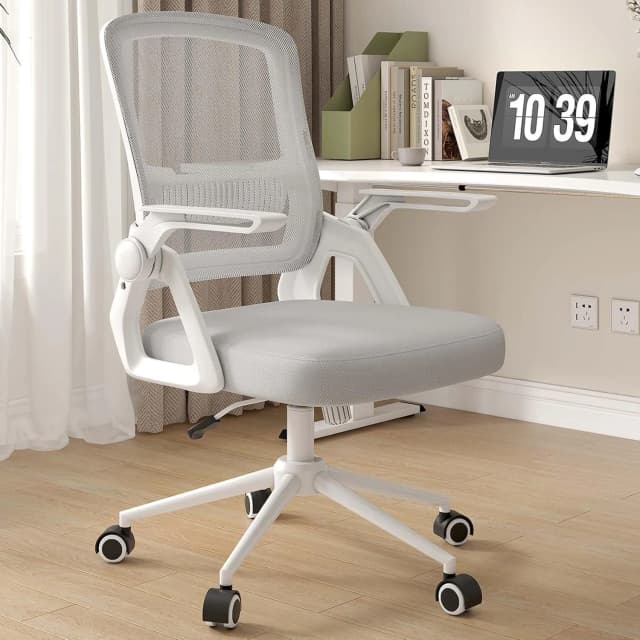 Naspaluro chaise de bureau ergonomique maille bras rabattables chaise de jeu avec coussin dossier moyen soutien lombaire pour le travail de la chambre à coucher à la maison
