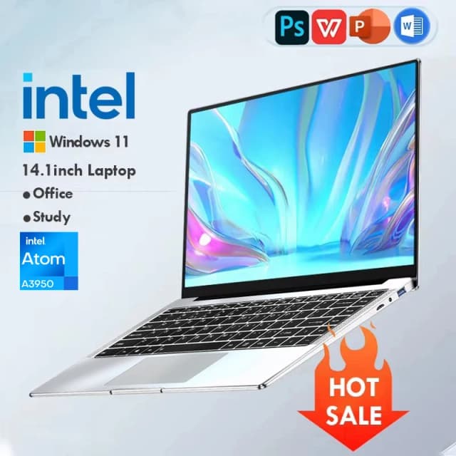 Ordinateur portable Windows 11 Ultra mince 14.1 "12GB RAM 512GB 1 to SSD Intel A3950 ordinateur portable Gamer 1920*1080 ordinateur d'étude de bureau PC