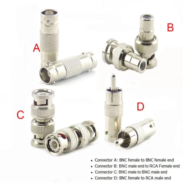 Connecteur BNC femelle vers femelle BNC mâle vers mâle RCA femelle BNC femelle vers RCA mâle, prise adaptateur pour système de caméra de vidéosurveillance, 2/5/10 pièces