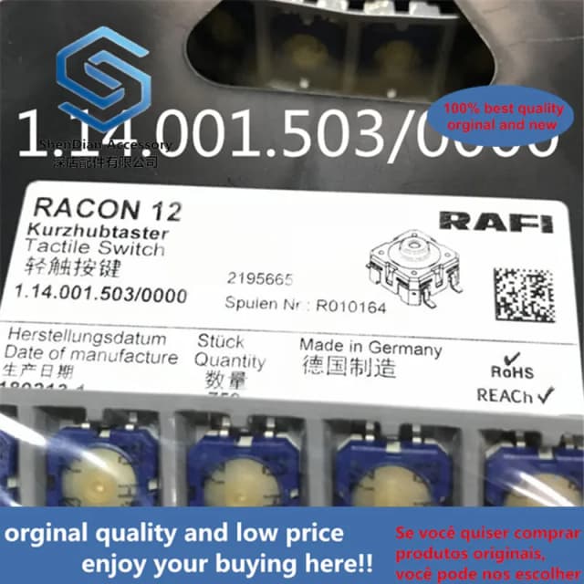 RAFI allemand importé, bouton d'ascenseur SMT KONE, interrupteur 12x12x5, 1.14.001.503, 0000, 10 pièces seulement, 512 inaux, nouveau