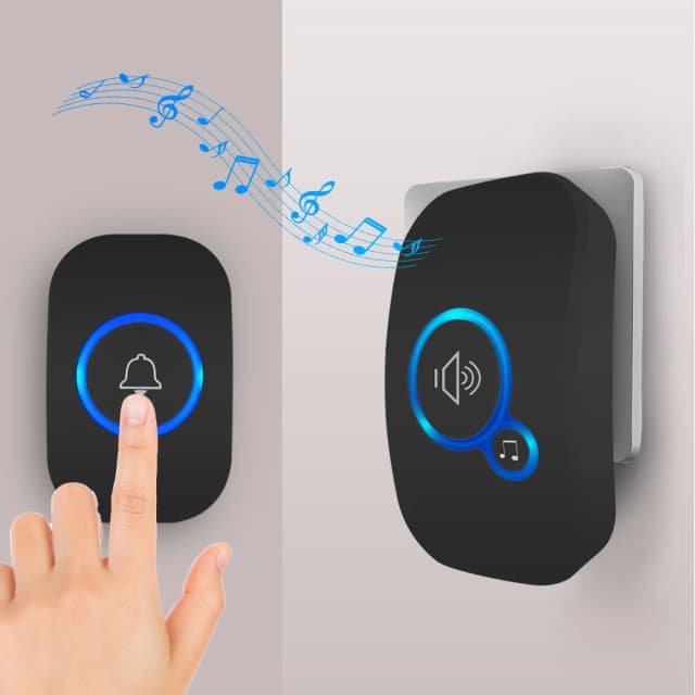 Fuers – sonnette intelligente sans fil, alarme de sécurité à domicile, sonnette de bienvenue, lumière LED, 32 chansons avec bouton étanche, Installation facile