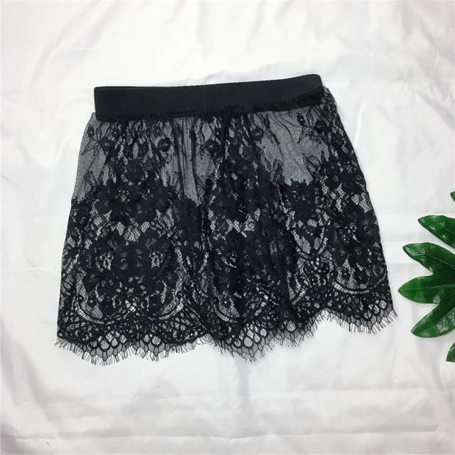 Mini-jupe courte en maille de dentelle transparente pour femme, mini-jupe sexy, rallonge de chemise, noir et blanc, sous-jupe pour femme, été, 343