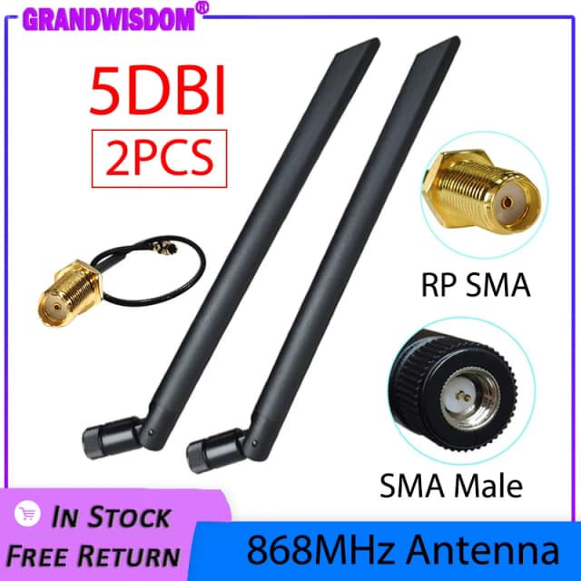 GWS 2p 5p 868MHz 915MHz antenne 5dbi SMA connecteur mâle antenne GSM IOT 21cm RP-SMA/u.FL câble queue de cochon type 1 4 CE OEM vente en gros