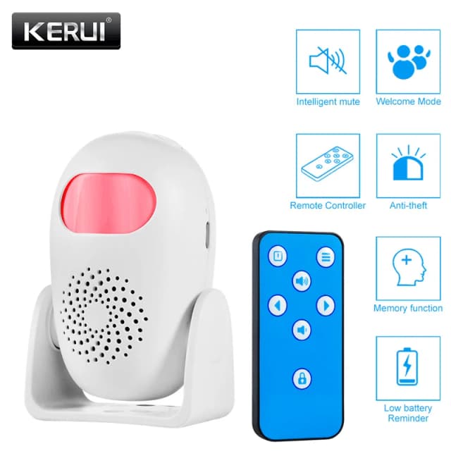 KERUI – détecteur de mouvement PIR, alarme de sécurité, capteur de mouvement antivol, sonnette de bienvenue intelligente, détecteur de corps humain