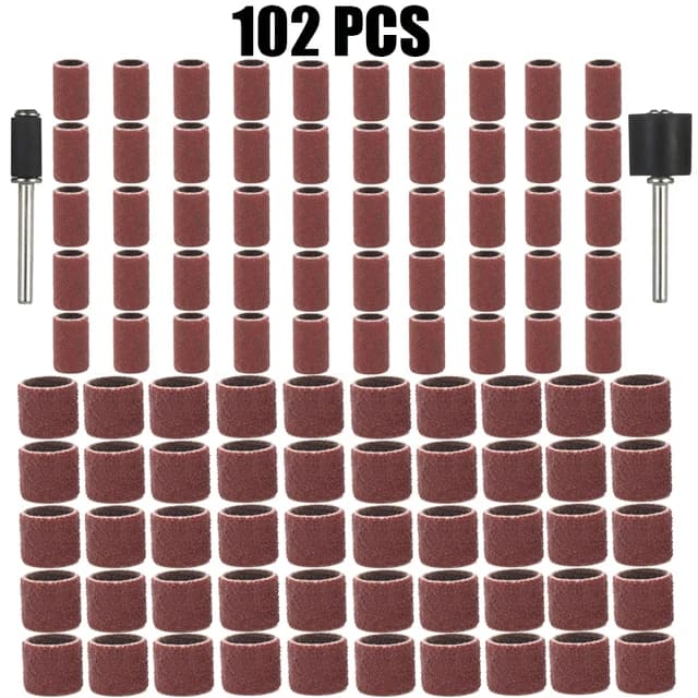 11/102 pièces Kit de tambour de ponçage grain # 80 # 120 # Bande de ponçage 180 pour manchons Dremel, pour Mini meuleuse d'angle électrique, mandrins de ponçage