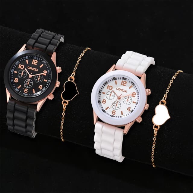 4 pièces mode Simple montre de luxe hommes et femmes ceintures affaires loisirs Bracelet montre à Quartz amour montre ensemble de montre