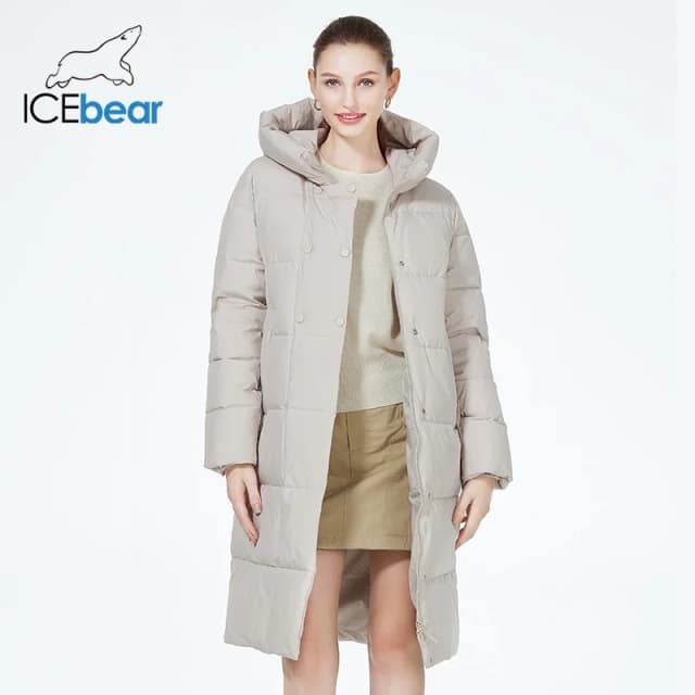 ICEbear-Manteau long en coton avec capuche pour femme, veste d'hiver, double boutonnage, coupe-vent, nouveau, 2023, GWD3935I