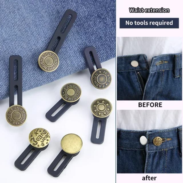 Extensions de boutons pour jeans et pantalons, 6 pièces, extension d'attente universelle pour femmes et hommes, solution d'extension de bande instantanée