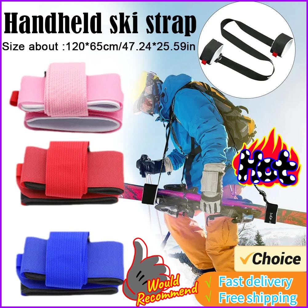 Sangle de poignée de Ski réglable en Nylon noir, sac de Ski, pôle réglable, épaule, porte-main, sangles de cils, boucle à crochet Porter