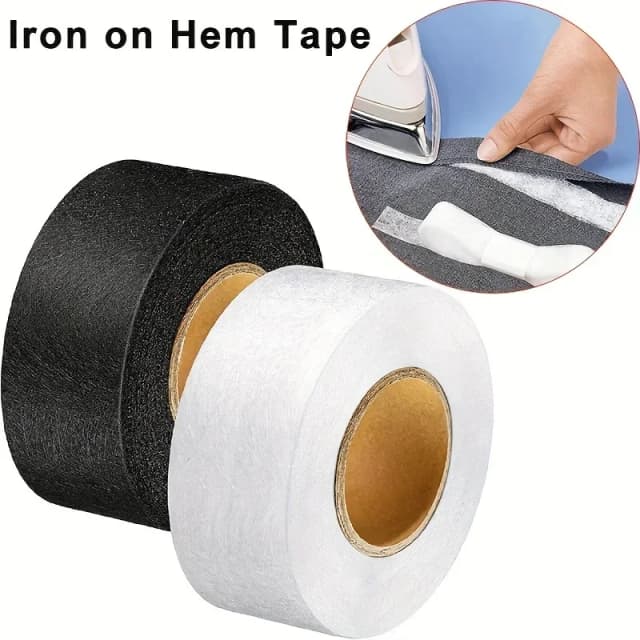 Rouleau de tissu adhésif Double face noir et blanc, 2 rouleaux, pour vêtements, fer sur ourlet, ruban d'entretien, bricolage, couture, Patchwork, accessoires
