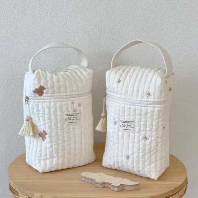 Sac à couches matelassé portable pour poussette, organiseur de couches pour bébé, sacs brodés pour mamans, accessoires pour bébés, sac de rangement pour le change