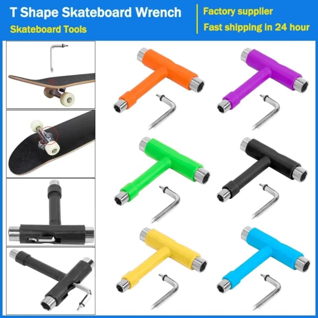 Clé en forme de T pour Skateboard professionnel, Type Allen, noir, Longboard, outils de Skateboard, planche à roulettes, clé pour patins à roulettes, pièces d'outils