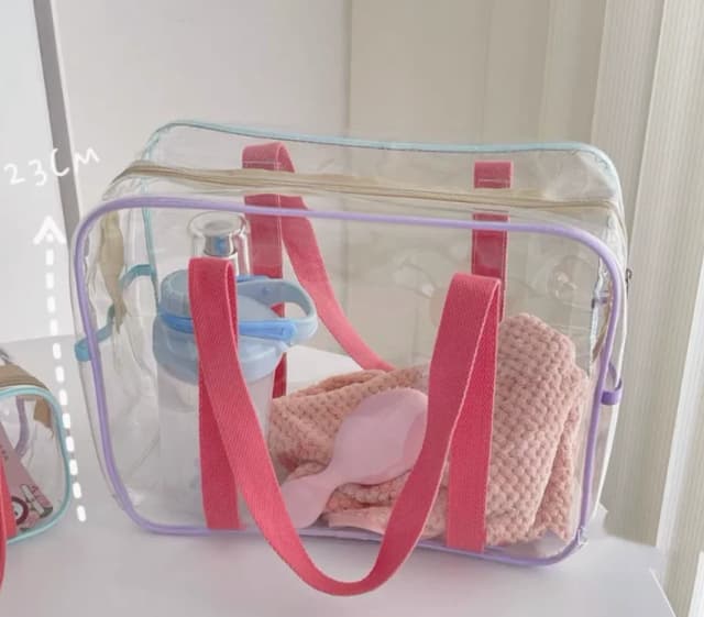 Sac à cosmétiques transparent imperméable à main de grande capacité