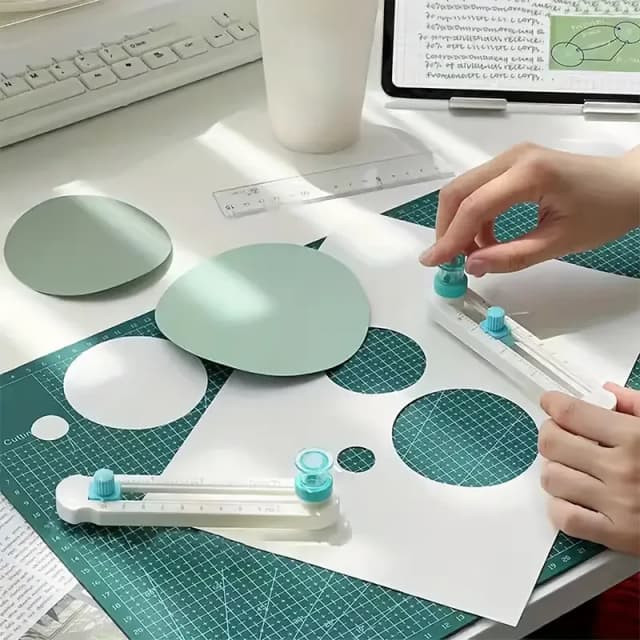 360 °   Cutter circulaire réglable et lame de rechange - Outil de scrapbooking de précision pour des coupes circulaires parfaites du papier