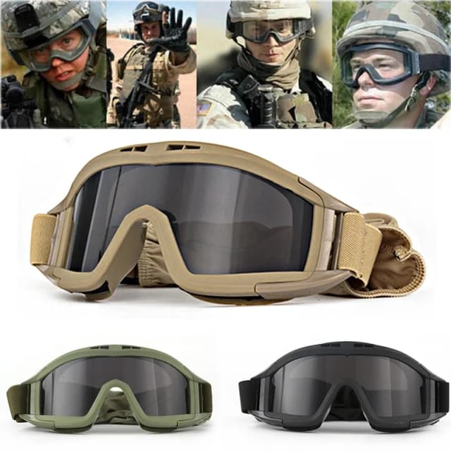 Lunettes tactiques Airsoft à 3 lentilles, coupe-vent, anti-poussière, pour tir, Motocross, moto, alpinisme, Protection sûre CS
