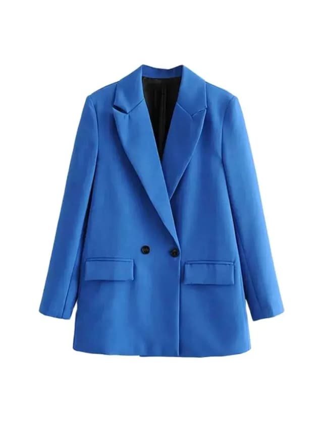 Femmes Chic bureau dame Double boutonnage Blazer Vintage manteau mode col cranté à manches longues dames vêtements d'extérieur hauts élégants