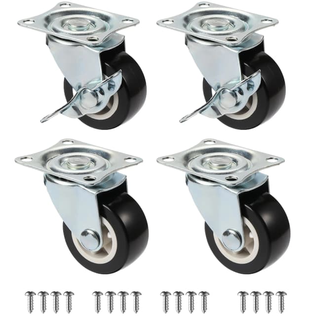 Ensemble de 4 roulettes de meubles en PVC 1 "/1.25"/2 ", résistantes à l'usure, silencieuses, universelles, lourdes, roulettes pivotantes à 360 degrés