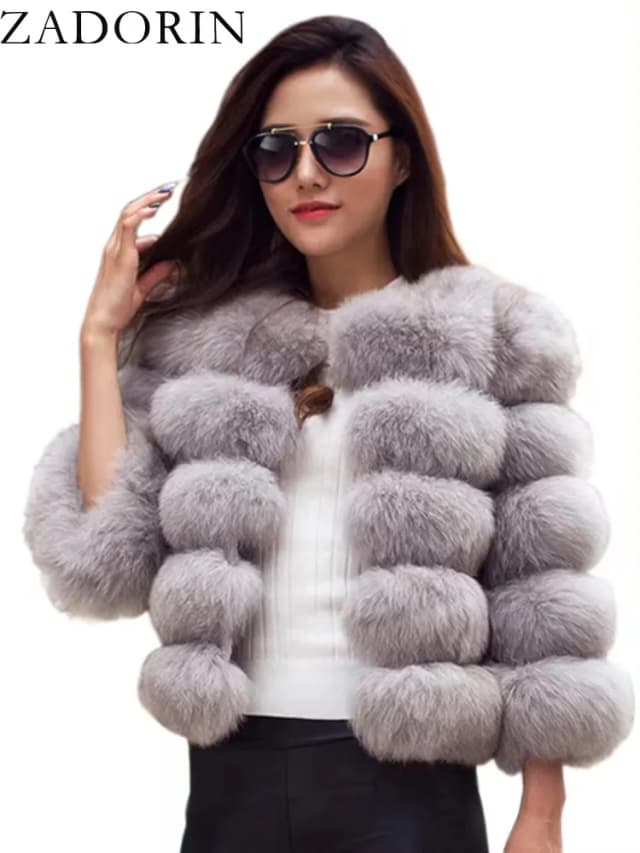 ZADORIN S-6XL manteau de vison hiver noir blanc manteau de fausse fourrure femme élégante moelleux fausse fourrure veste haut court manteaux de fourrure femme vêtements