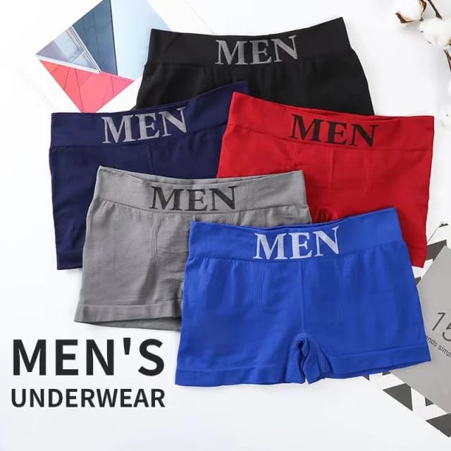 5 pièces hommes haute élastique couleur unie confortable Boxer slips culottes respirant collants