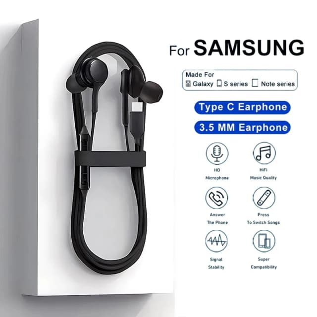 Écouteurs filaires de Type C pour Samsung Galaxy S23 S21 S22 Ultra Plus, écouteurs de 3.5mm, accessoires A54 A34 A53 A53