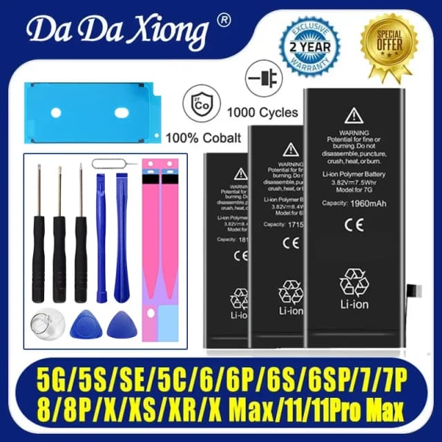 Batterie 0 Cycles de haute qualité pour iPhone SE 2 4 4s 5 5s 5C 6 6S 7 8 Plus X XR XS 11 Pro Max 7P pour iPhone7 iPhonese 6splus
