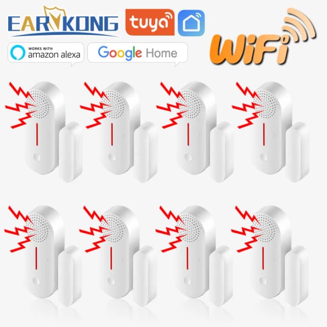 Tuya – capteur de porte WiFi intelligent, détecteur d'ouverture/fermeture de porte, alarme domestique, Compatible avec l'application Alexa Google Home Tuya