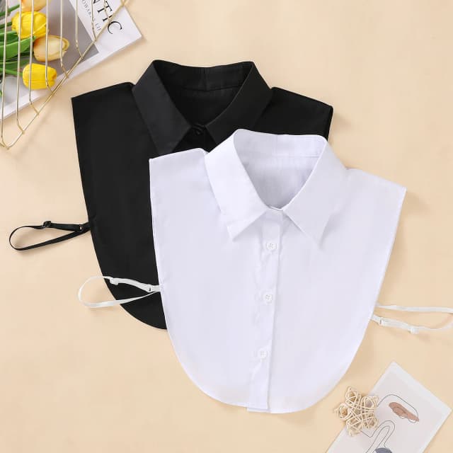 Faux col en coton à la mode pour femmes, faux col simple de style demi-chemise, col polyvalent et amovible avec poignées en question