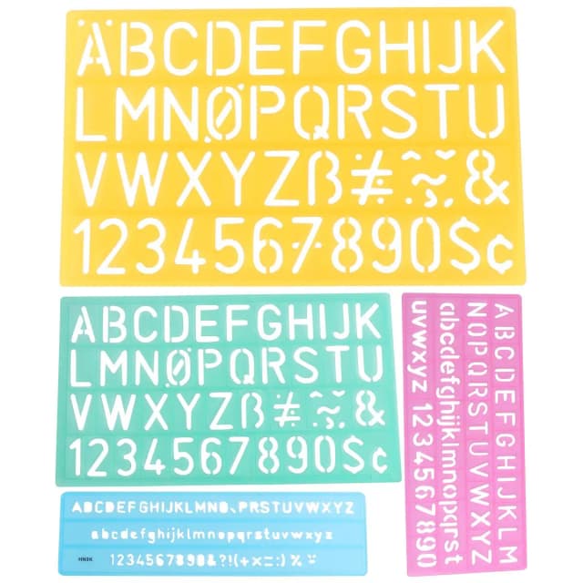 Pochoir de lettres pour Scrapbook artisanal, 4 pièces, chiffres en plastique colorés avec règle pour peinture artisanale Graffiti Abc