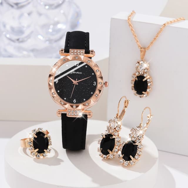 Montres pour femmes 5 pièces ensemble de luxe strass femmes mode élégante montre-Bracelet montre à Quartz pour fille montre-Bracelet Bracelet cadeau