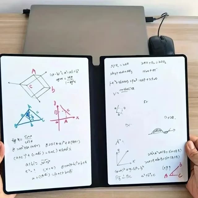 Ensemble de bloc-notes tableau blanc réutilisable A5 avec stylo tableau blanc, chiffon d'effacement, bloc-notes en cuir, planificateur hebdomadaire, portable et élégant pour le bureau