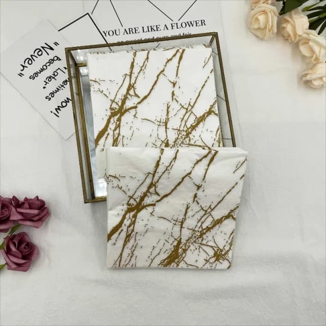10/20 pièces/paquet 33*33cm serviettes imprimées à 2 plis serviettes en papier imprimé marbre blanc napperons de fête à la maison papier Bart papillon