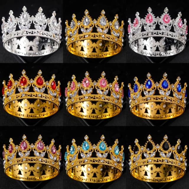 Diadèmes et couronnes baroques rondes en cristal, strass, couronne de bal, accessoires pour cheveux de mariée, bijoux, couronne diadème, cadeau