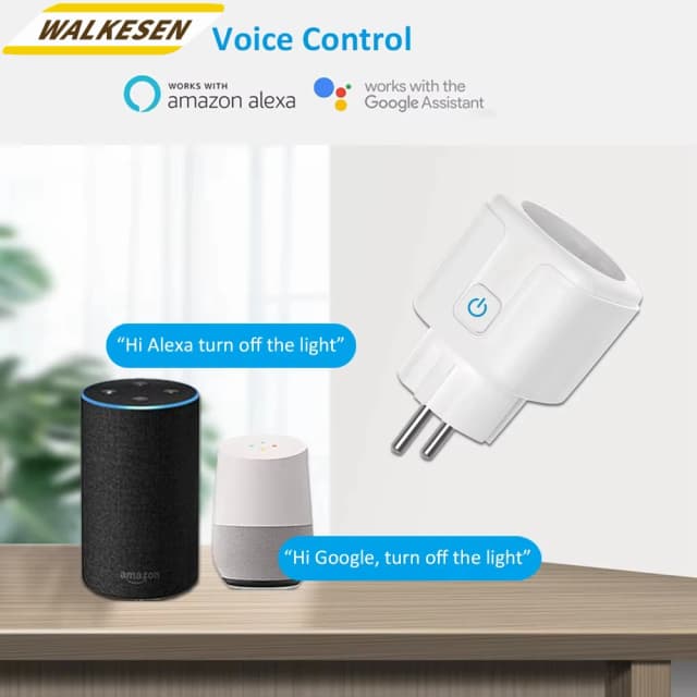 Prise intelligente multifonctionnelle WIFI 20A/16A, avec surveillance de l'alimentation, commande vocale à domicile, prise en charge de l'assistant Google Alexa