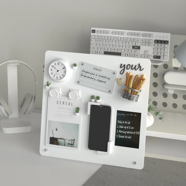Tableau d'affichage magnétique avec support, tableau magnétique pour table avec pince magnétique, panneau métallique pour affichage magnétique