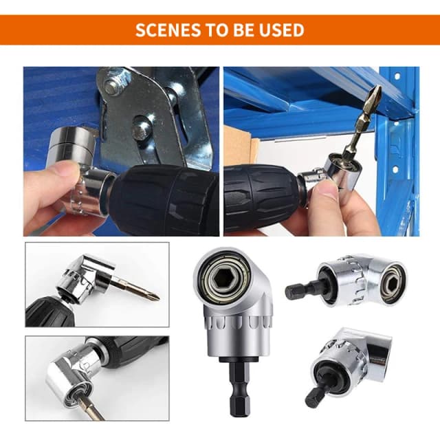 Fixation de perceuse d'angle, adaptateur de tournevis, arbre flexible, support souple, tournevis magnétique, coin de 1/4,105 degrés
