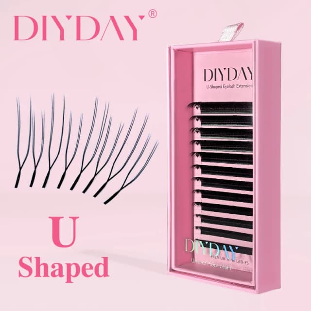 DIYDAY Extension de cils YY en forme de U Premium PBT Double couche U Sahpe YY cils Ultra doux featherlight faux cils de vison