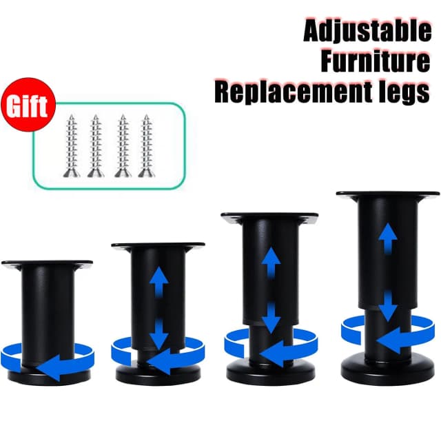 Pieds de meubles réglables en acier inoxydable, pieds de remplacement en métal épais avec vis pour armoire, bureau, Table, chaise, canapé-lit