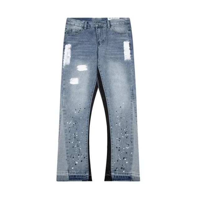 Jean droit à micro-clapet pour couple, pantalon ample en denim épissé lavé, style rétro européen et américain, offre spéciale, 2024