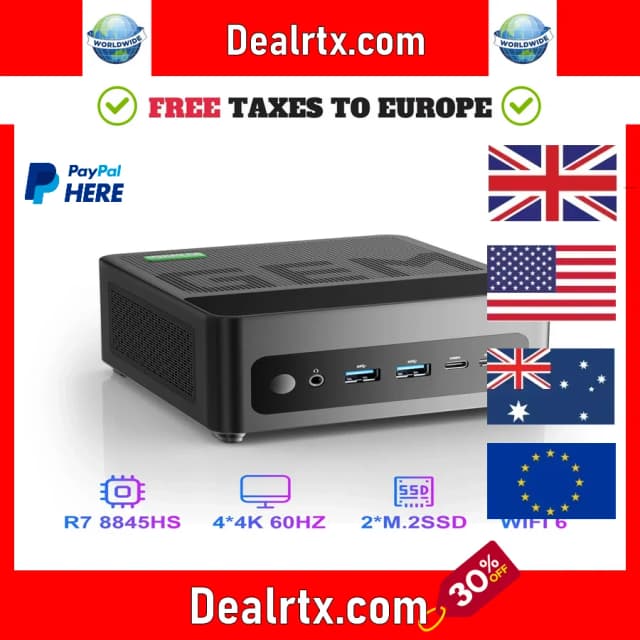 Chatreey GEM Mini PC R7 8845HS 7840HS 780M R9 6900HX 680M ordinateur de bureau de jeu avec WiFi 6/Bluetooth 5.2/OCuiLink/HDMI/USB 4