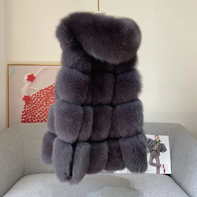 Manteau en coton mi-long pour femme, haut en fourrure de renard Haining, enge précieux, à capuche, édition A-Line, nouveau, automne, hiver, 2023