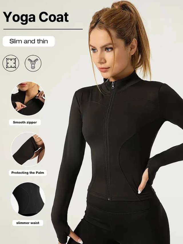 Veste de fitness, haut moulant à séchage rapide pour femmes, édition automne 2025, col montant de protection solaire à manches longues, sport Pilates