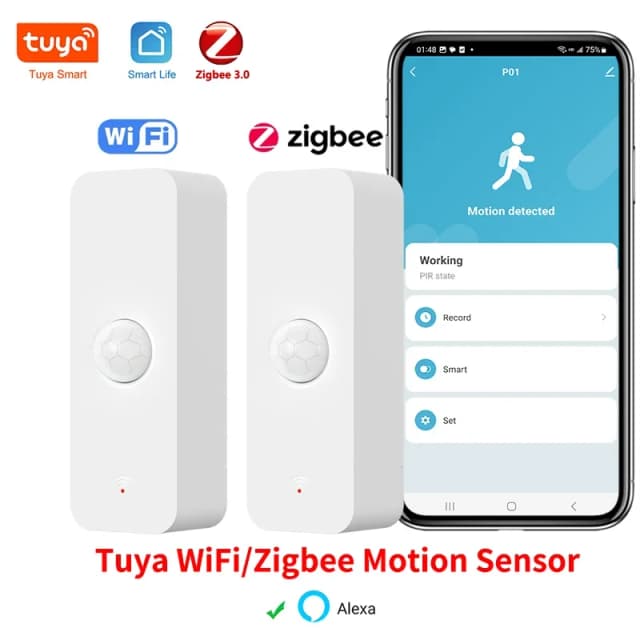 Tuya WiFi Zigbee PIR capteur de mouvement maison intelligente corps humain détecteur infrarouge sécurité vie intelligente fonctionne avec Alexa Google Home