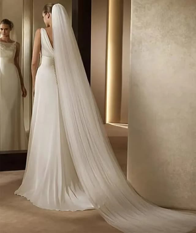 Voile de mariée élégant avec peigne, 3 mètres, 1 couche/2 couches/3 couches, blanc ivoire, voile de cathédrale de mariée Simple, accessoires de mariage
