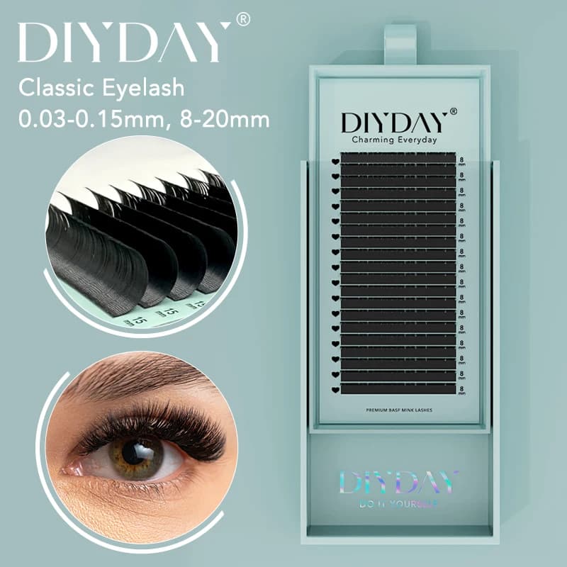 DIYDAY Extensions de cils individuels, faux-cils classiques, longs, noirs et doux, en vison, vente en gros, pince cils extension, cils extensions