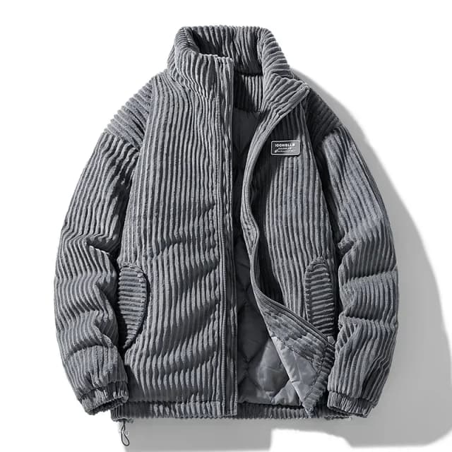 Hiver velours côtelé Parka veste hommes coton rembourré Parkas automne doudoune mâle Vintage coréen homme col montant coupe-vent manteau