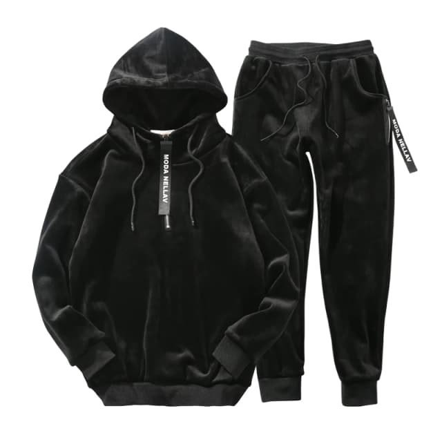 Sweat à capuche Double face avec pantalon pour homme, costume d'hiver en velours, ensemble deux pièces en velours doré pour loisirs, nouvelle collection automne
