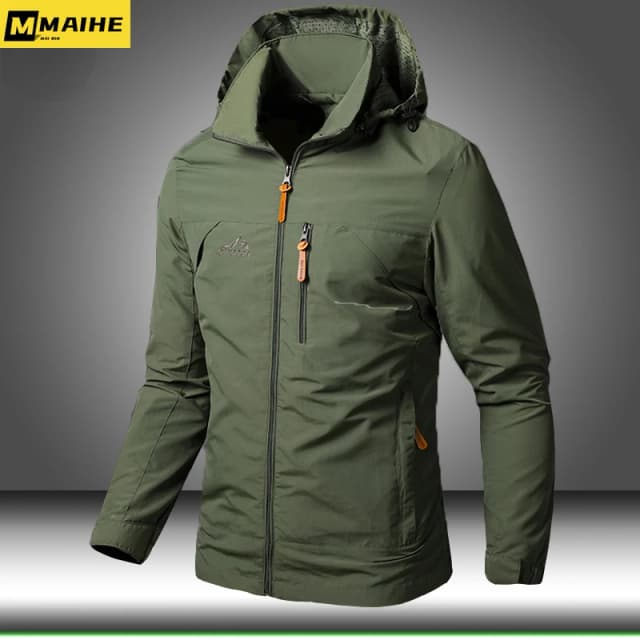 Vestes coupe-vent militaires à capuche pour hommes, manteau imperméable, vestes de saut pour hommes, randonnée en plein air, vêtements de bombardier de vélo, automne, nouveau