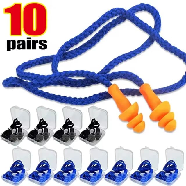 Bouchons d'oreille souples Anti-bruit, étanches, filaires, en Silicone, Anti-perte, réutilisables, avec corde, Protection auditive