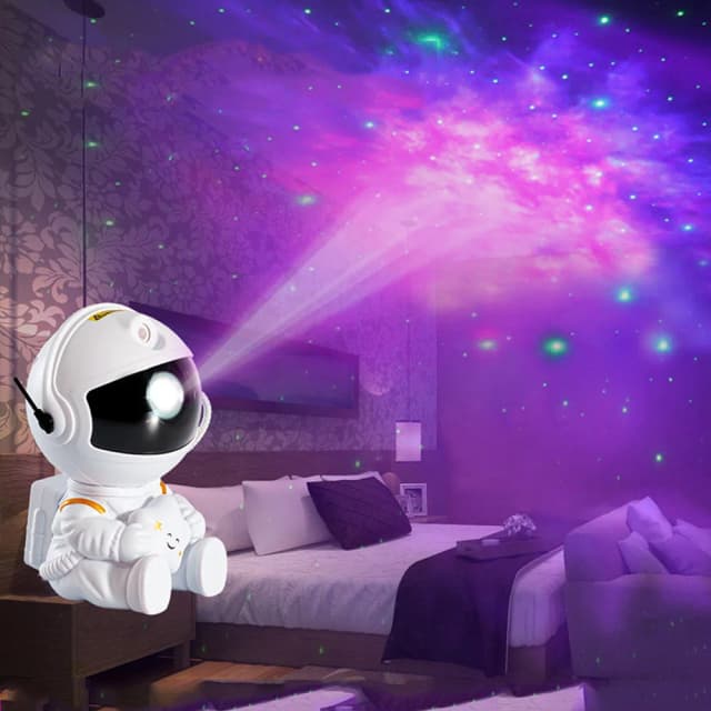 Robot lumineux d'ambiance télécommandé 2022, 360 °   Veilleuse rotative, projecteur à gradation continue, lampe de nuit, lumière rouge pour Selfie