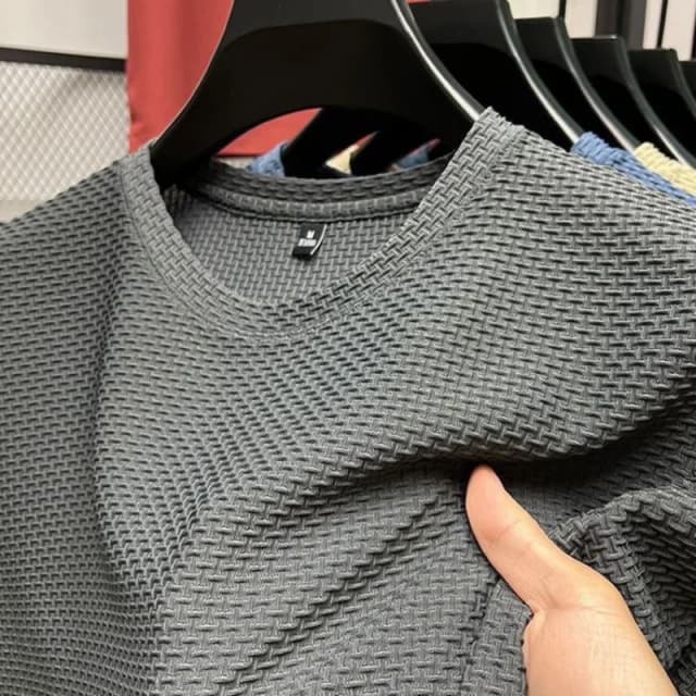 Été col rond T-Shirts hommes glace soie maille respirant demi manches haut couleur unie mince décontracté Cool séchage rapide à manches courtes T-Shirts